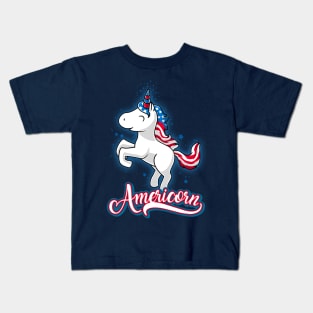 Americorn-Patriotic Proud American Unicorn Kids Gift Kids T-Shirt